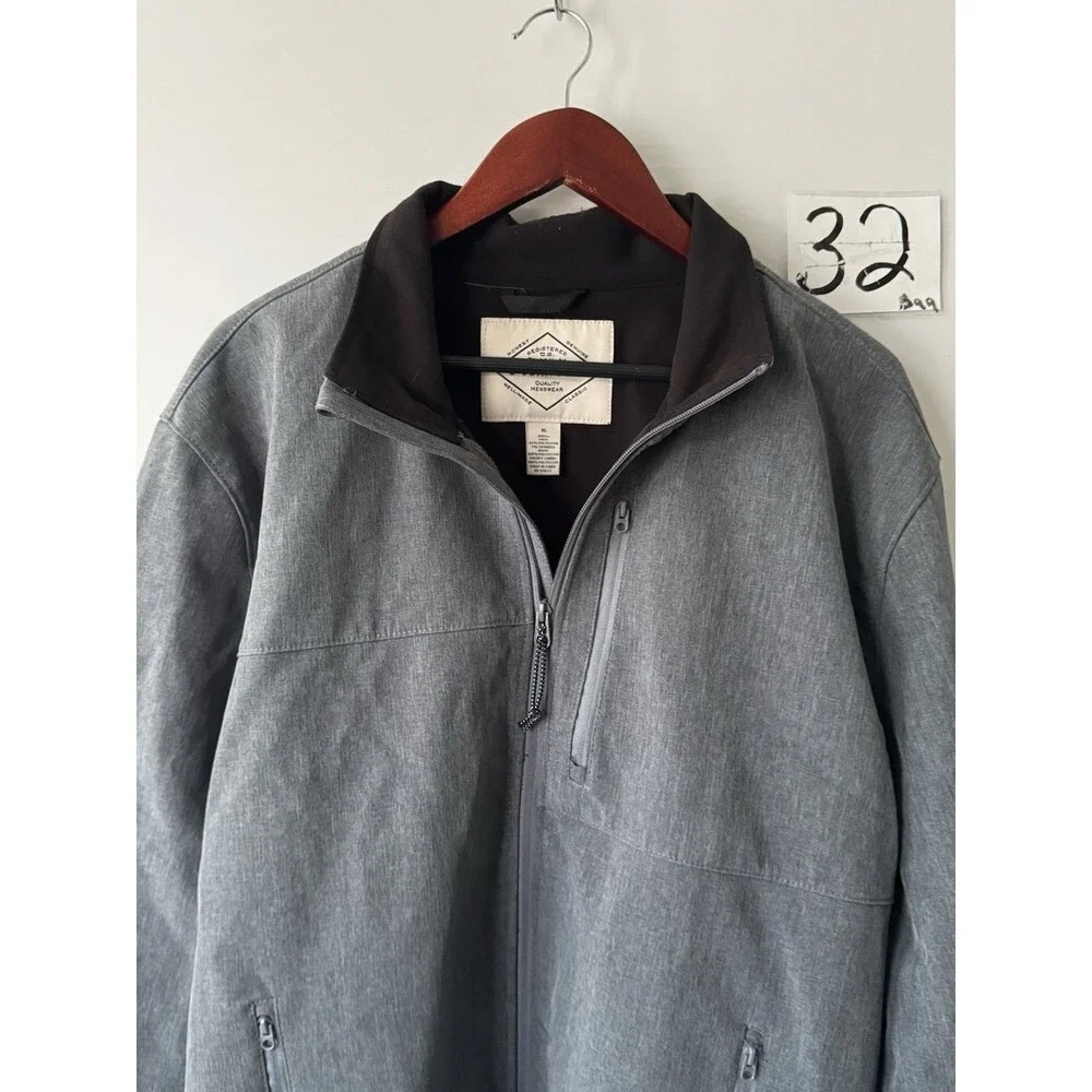 St Johns Bay Softshell Jacket Mens XL Gray Water Resistant Full Zip Fleece